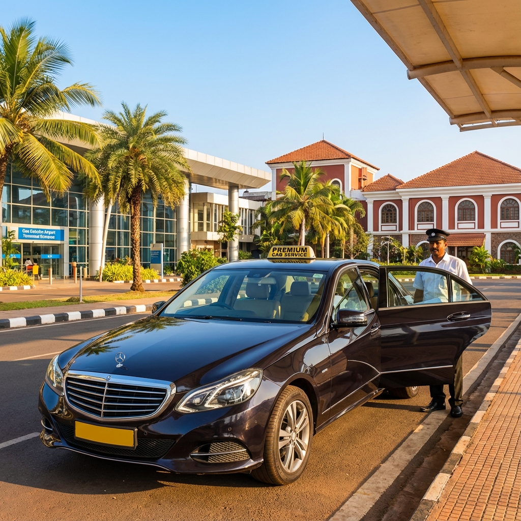 Goa Airport Taxi Service - Premium pickup and drop at Dabolim Airport with professional driver and comfortable sedan